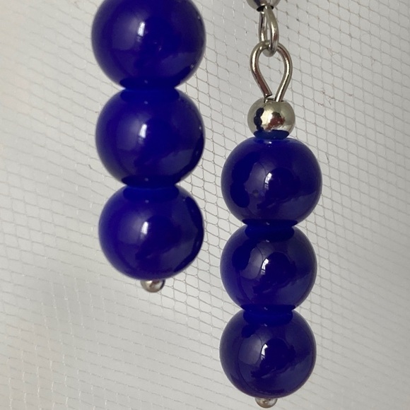 Dangle Earrings Cobalt Blue Stainless Steel - Picture 4 of 12